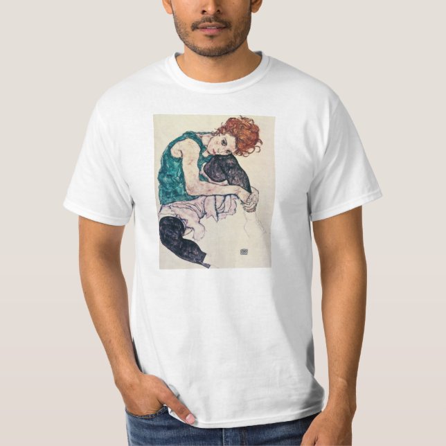 Camiseta Mujer asentada Schiele de Egon (Anverso)