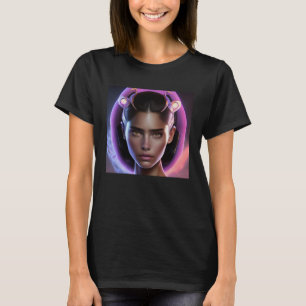 Camiseta Mujer astronauta de casco espacial futurista viajó