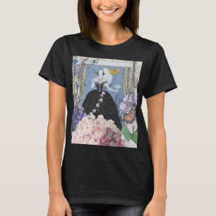 Camiseta Mujer azul elegante vestido floral de fantasía