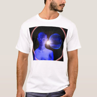 Camiseta Mujer azul en espacio