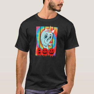 Camiseta Mujer Boo Calabaza Fantasma Flor Tira Dyed Vin