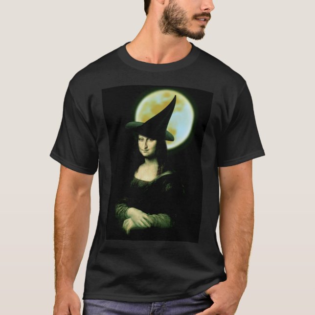 Camiseta Mujer bruja Mona Lisa Halloween (Anverso)