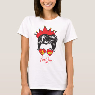 Camiseta mujer cabeza de linda corona roja y amor rojo