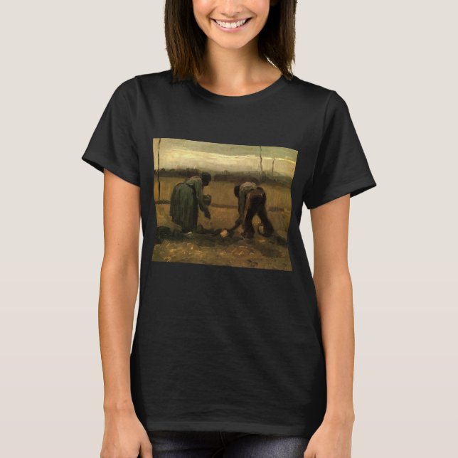 Camiseta Mujer campesina plantando papa de Vincent van Gogh (Anverso)