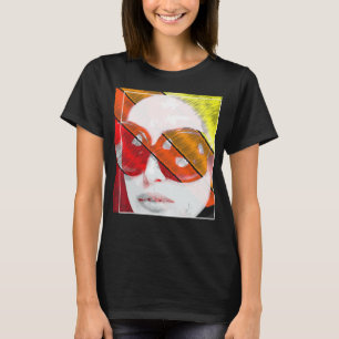 Camiseta Mujer Cara Con Gafas De Sol Damas Estilo Estético