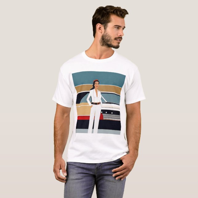 Camiseta Mujer con auto retro (Anverso completo)