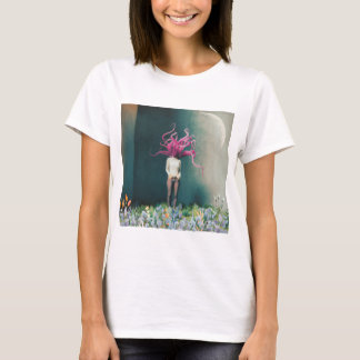 Camiseta Mujer con cabello de flamenco rosa en un sueño