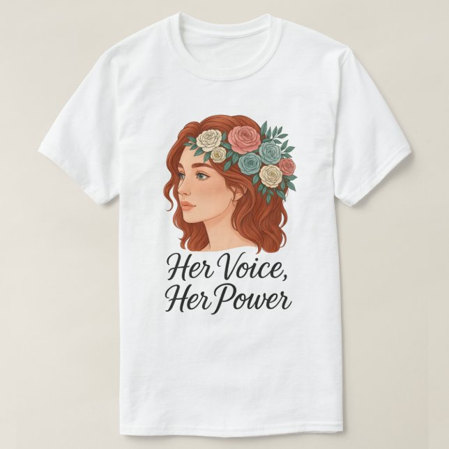Camiseta Mujer con cabeza floral, empoderamiento femenino (Diseño del anverso)