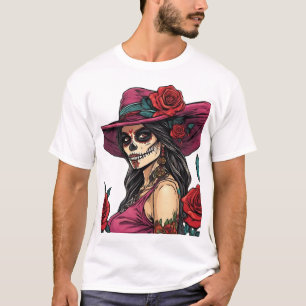 Camiseta Mujer con cráneo de azúcar elegante - Día de los M