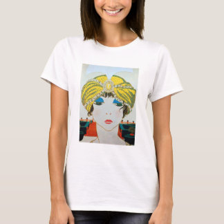 Camiseta MUJER CON FORMA ORIENTAL AMARILLA TURBANA / Bellez