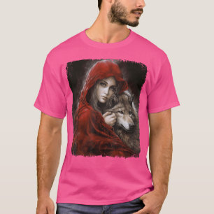 Camiseta Mujer Con Hood En El Arte De Fantasía De Lobo Rojo