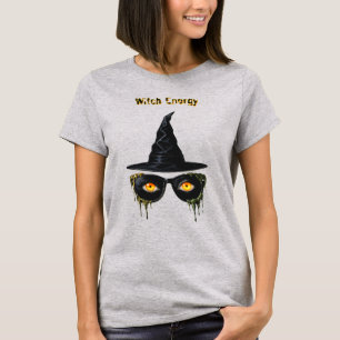 Camiseta Mujer con ojos de bruja naranja trendy