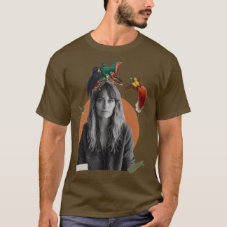 Camiseta Mujer con pájaros Resumen de Collage digital