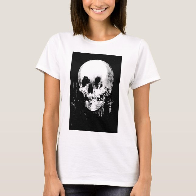 Camiseta Mujer con reflejo cráneo de Halloween en espejo (Anverso)