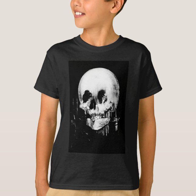 Camiseta Mujer con reflejo cráneo de Halloween en espejo (Anverso)