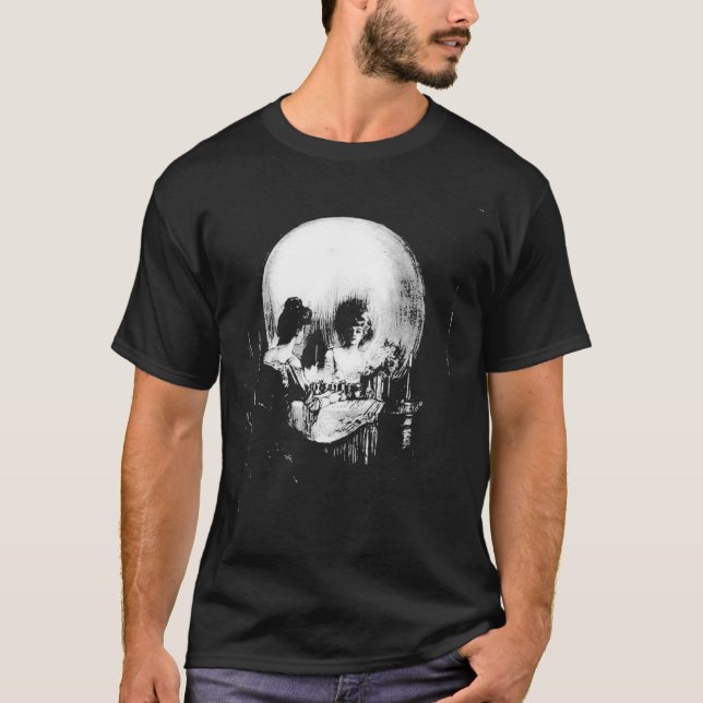 Camiseta Mujer con reflejo cráneo de Halloween en espejo Cl (Anverso)