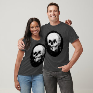 Camiseta Mujer con reflejo de cráneo de Halloween en el esp
