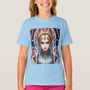Camiseta Mujer con un auricular de oro ornado