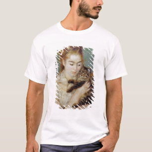 Camiseta Mujer con un gato de Pierre-Auguste Renoir