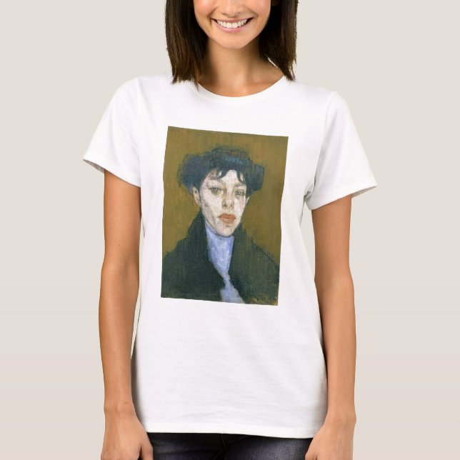 Camiseta Mujer con una bufanda azul, c.1912 (aceite sobre l (Anverso)