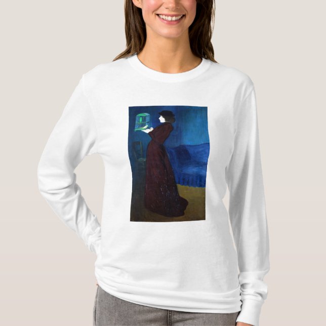 Camiseta Mujer con una jaula de pájaros (Anverso)