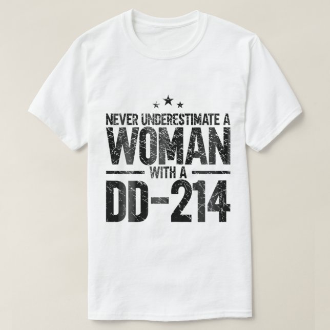 Camiseta Mujer Con Una Vinta Militar Patriótica DD214 (Diseño del anverso)