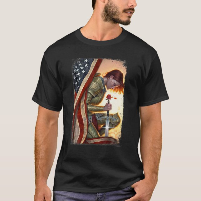 Camiseta Mujer Cristiana Guerrera De Dios De Cristo America (Anverso)