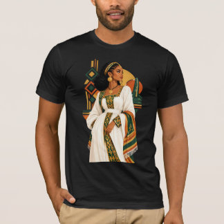 Camiseta Mujer cultural etíope mística Gráfico del sol y la
