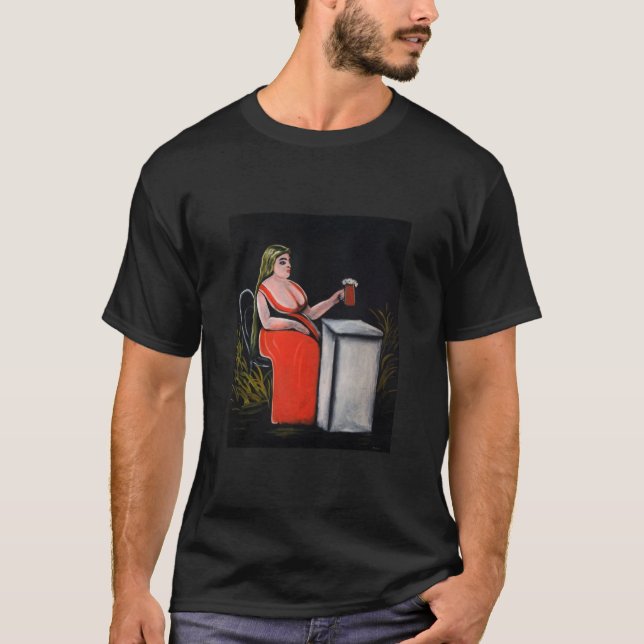 Camiseta Mujer curvada con una taza de cerveza (Anverso)