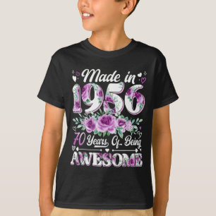 Camiseta mujer de 70 años hecha en 1956 floral cumpleaños 7