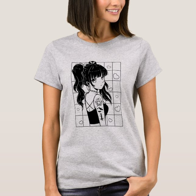 Camiseta Mujer de anime gótica (Anverso)