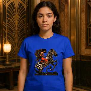 Camiseta Mujer De Arte Deco Vintage En Una Cebra