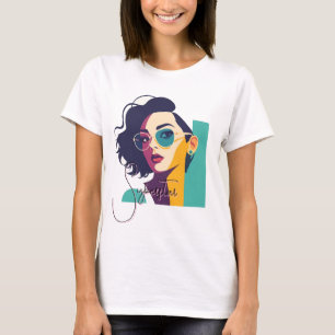 Camiseta Mujer de arte pop con gafas