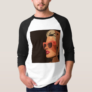 Camiseta Mujer de arte pop retro con gafas de sol Gráfico