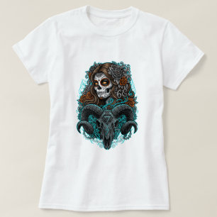 Camiseta Mujer de azúcar de cráneo gótico y cráneo