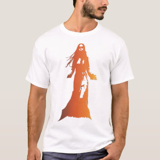 Camiseta mujer de cabello largo en una silueta de tono nara