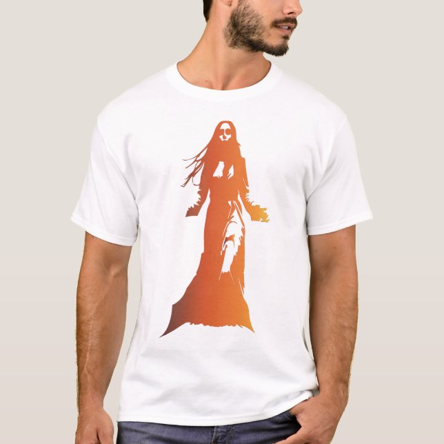 Camiseta mujer de cabello largo en una silueta de tono nara (Anverso)