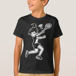 Camiseta Mujer de dibujos animados de bádminton con volante