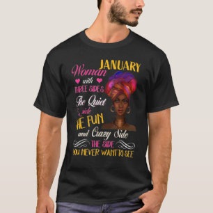 Camiseta Mujer De Enero Con Tres Bandos En El Lado Tranquil