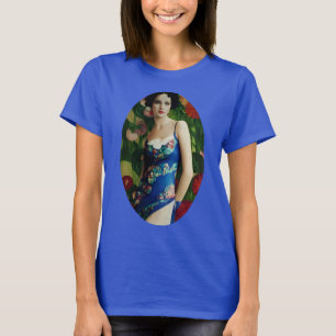 Camiseta Mujer de estilo Art Déco elegante con grandes flor