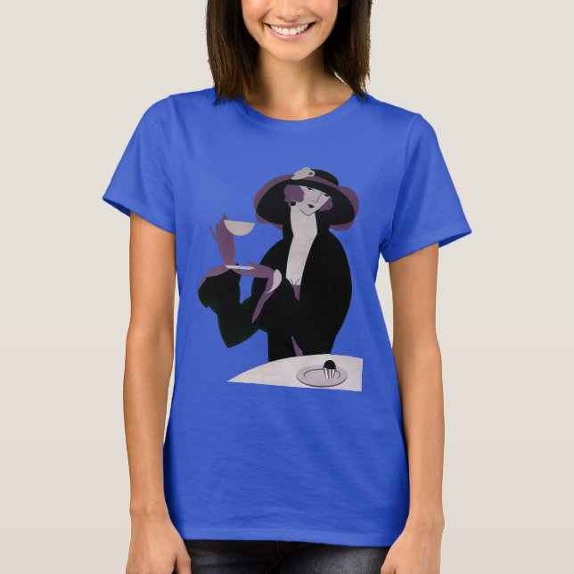 Camiseta Mujer de estilo Art Déco, té de la tarde y tarta (Anverso)