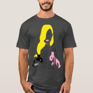 Camiseta Mujer de estilo vogue con dos conejos gemini horos