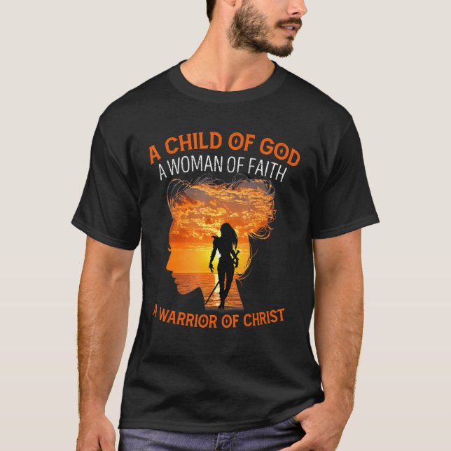 Camiseta Mujer De Fe Y Guerrero De Cristo Cristiano P (Anverso)