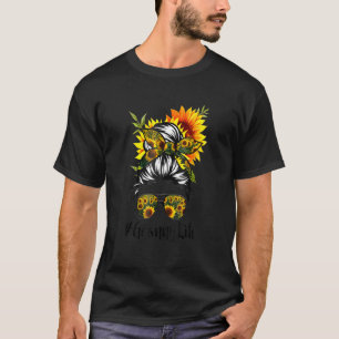 Camiseta Mujer de girasol de pelo largo y desordenado