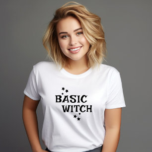 Camiseta Mujer de Halloween de Estrella Blanca y Negra Bási