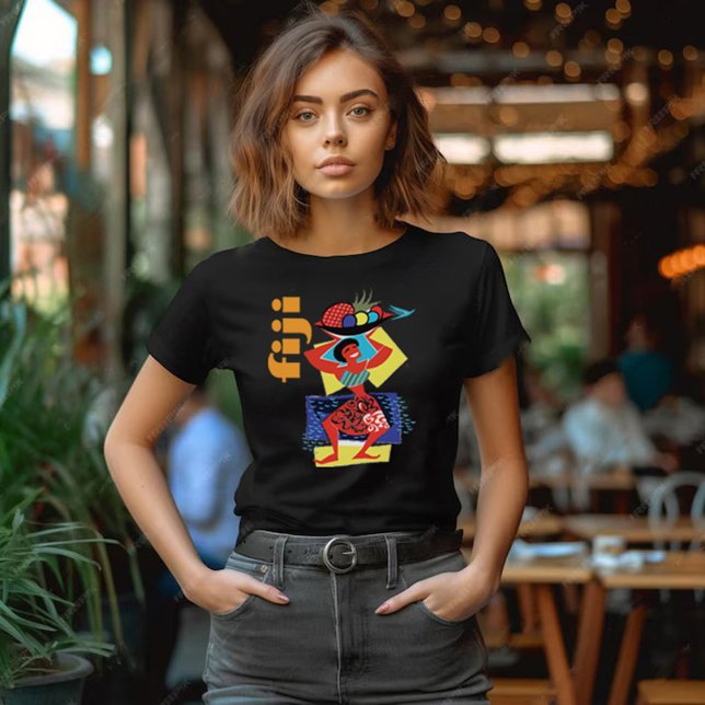Camiseta Mujer de la Isla de Fiji Cesta de Frutas Viajes (Fiji, black t-shirt for women)