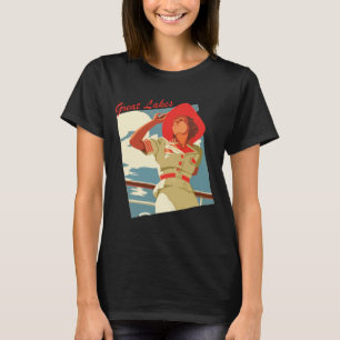 Camiseta Mujer de los Grandes Lagos Viaje con Sombrero Rojo