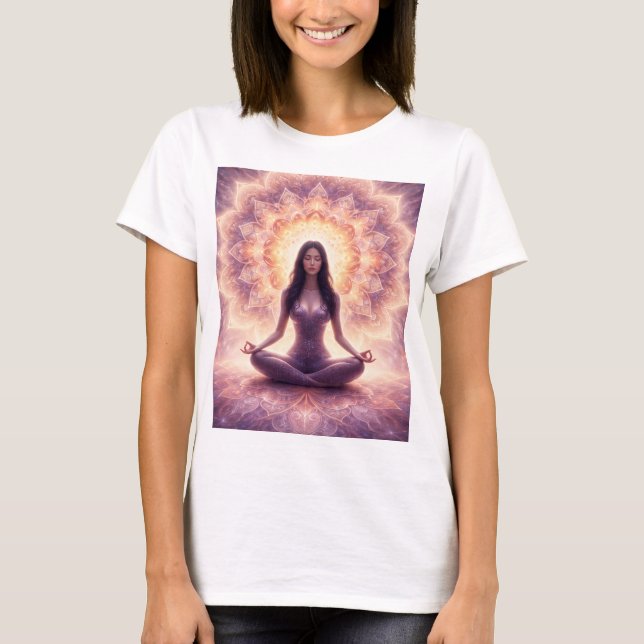 Camiseta Mujer de meditación de mandala brillante (Anverso)