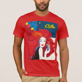 Camiseta Mujer de moda con taza de café T-Shirt