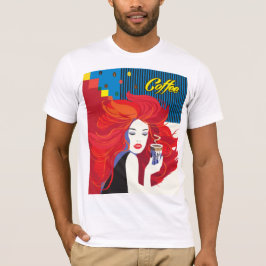 Camiseta Mujer de moda con taza de café T-Shirt